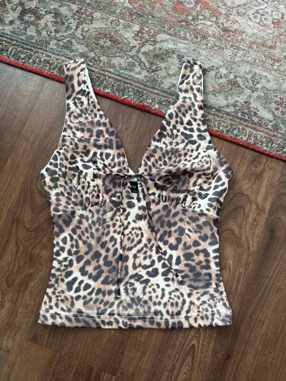 White Fox Boutique Leopard-Print Tie-Front Tank Top - Brown/Tan/Black